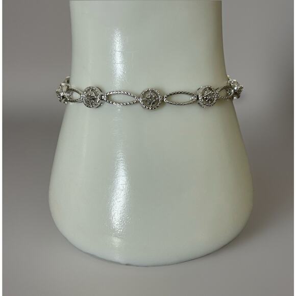 Sonya Hou Jewelry - Lovely Silver Tone/Diamond Chips Sonya Hou Bracelet. Fits 6 1/2 Wrist